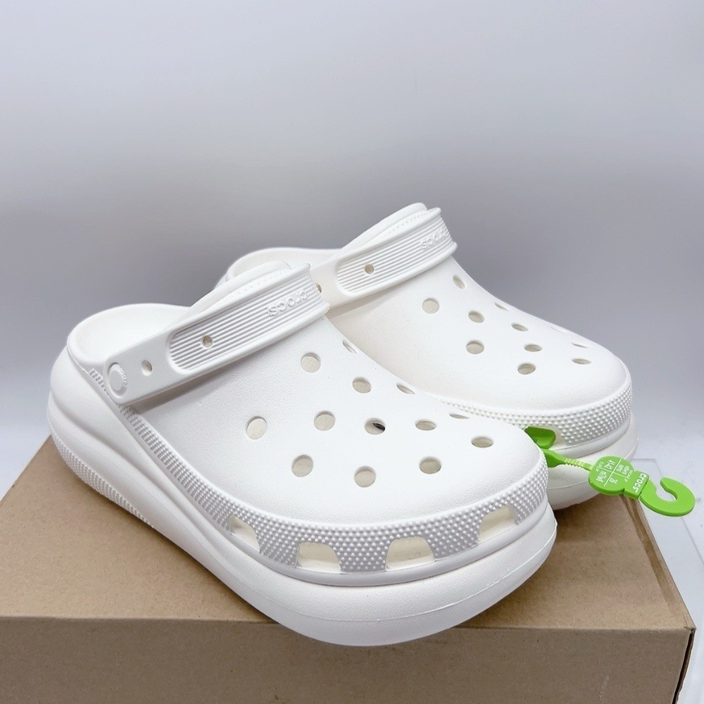 Crocs Classic Crush Platform White Perforated Slip On Clog Shoes Womens US 10 - Picture 3 of 10
